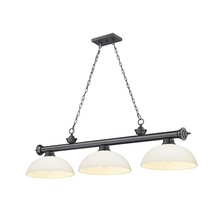 Z-Lite Cordon 3 Light Billiard, Bronze Plate & Matte Opal 2306-3BP-DMO14